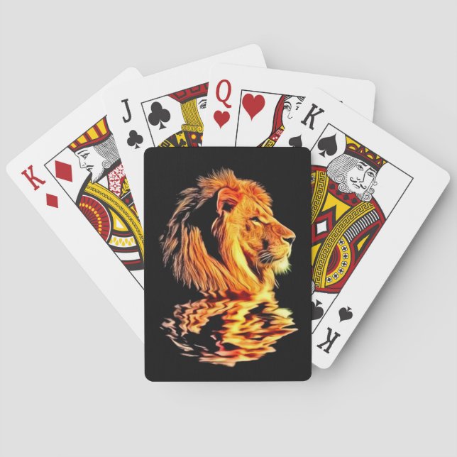 Lion Retro Art Playing Cards (Back)