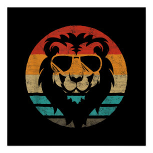 Lion Retro Style Vintage Poster