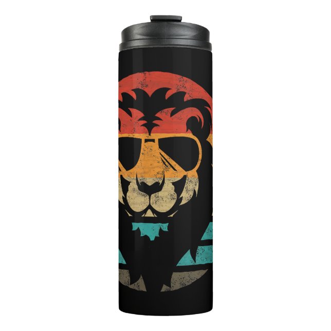Lion Retro Style Vintage Thermal Tumbler (Front)