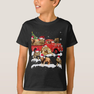 Lion Riding Red Truck Merry Christmas X-mas Ugly G T-Shirt