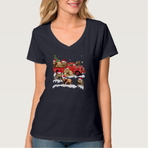 Lion Riding Red Truck Merry Christmas X-mas Ugly G T-Shirt