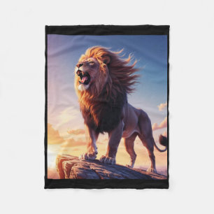 Lion Roar Of Independence Liberty T Sticker Fleece Blanket