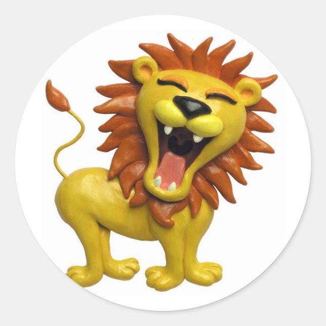 Lion Roaring Classic Round Sticker (Front)