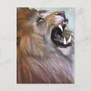 lion roaring postcard