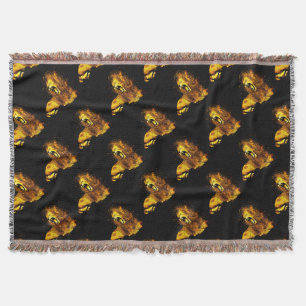 Lion Roaring Print Throw Blanket