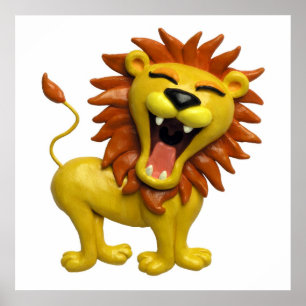 Lion Roaring Safari Baby Shower Nursery Poster