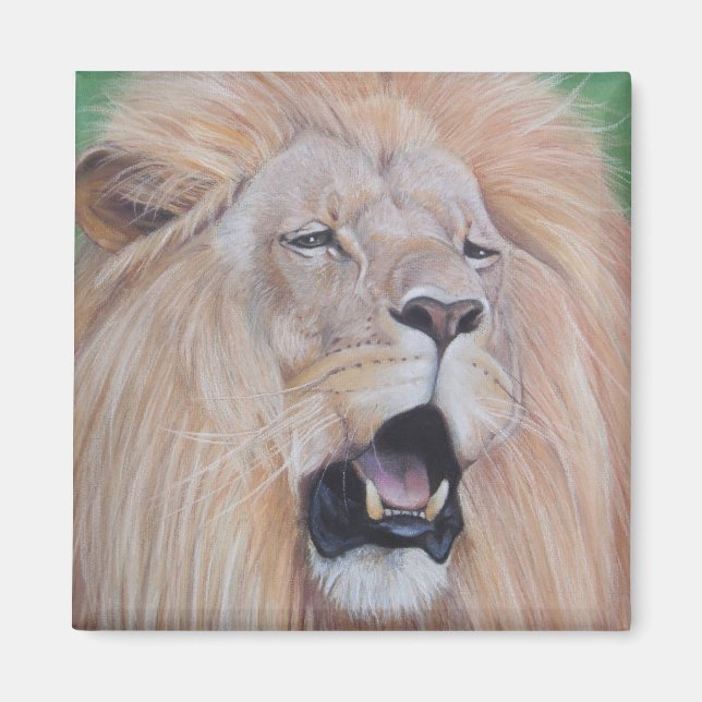 Lion roaring wildlife realist art big cat magnet (Front)