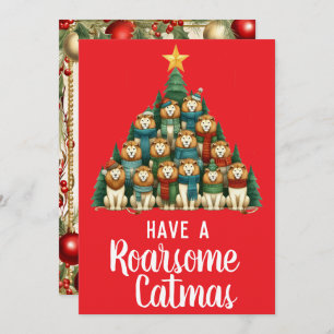 Lion Roarsome Catmas Christmas Tree Holiday Card