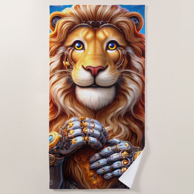 Lion Robot Beach Towel (Front)