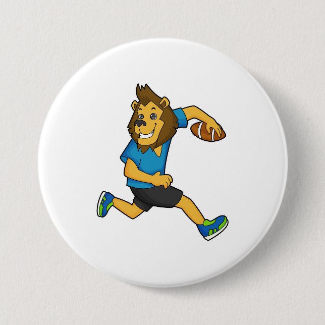 Lion Rugby player Football 7.5 Cm Round Badge (Front)