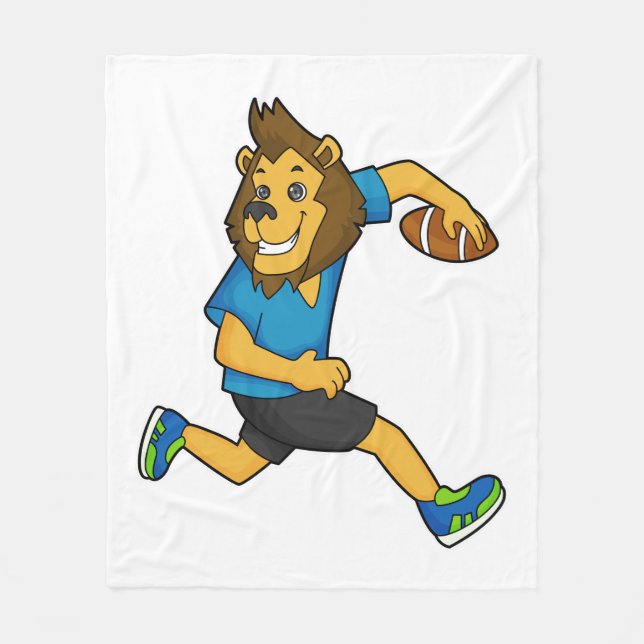 Lion Rugby player Football Fleece Blanket (Front)