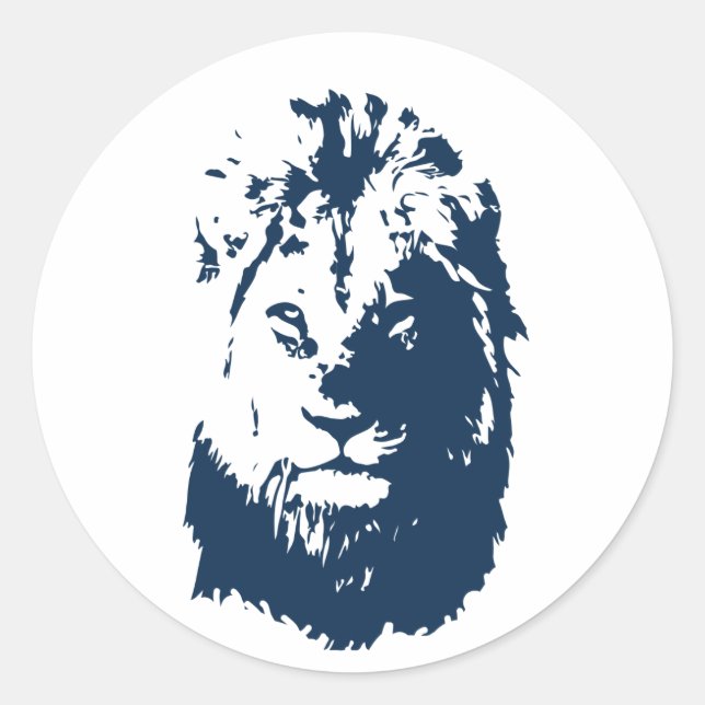Lion’s face classic round sticker (Front)