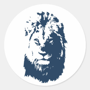 Lion’s face classic round sticker