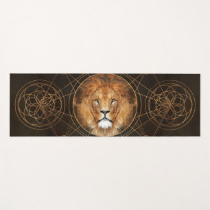 Lion Sacred Geometry Digital Art Yoga Mat