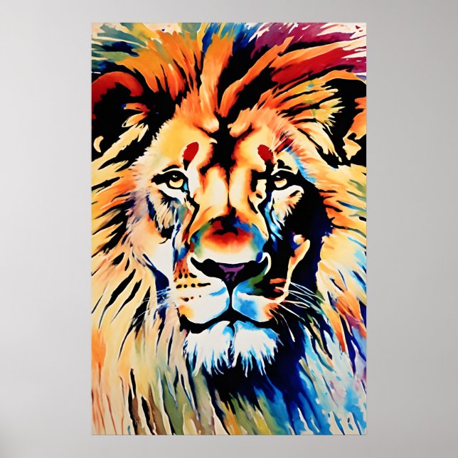 Lion Safari Art Print, Nursery or Dorm Safari Poster (Front)