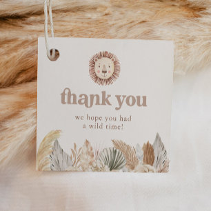 Lion Safari Neutral Leaves Birthday Thank You Favour Tags