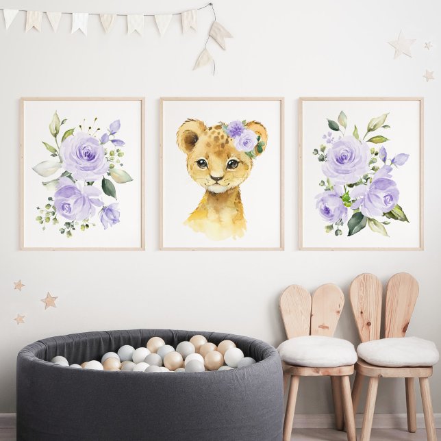 Lion, Safari, Purple Flowers, Gender Neutral (Creator Uploaded)
