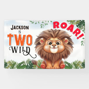 Lion Safari Two Wild Kids Birthday Banner