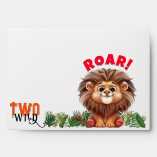 Lion Safari Two Wild Kids Birthday Party Envelope
