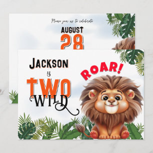 Lion Safari Two Wild Kids Birthday Party Invitation
