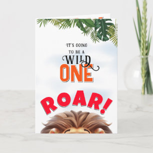 Lion Safari Wild One Kids First Birthday  Card