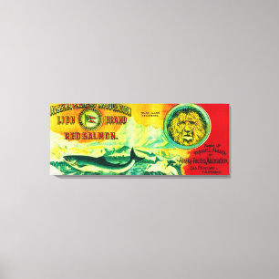 Lion Salmon Can LabelWrangell, AK Canvas Print