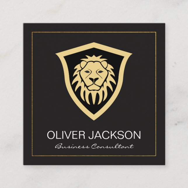 Lion Shield | Corporate Square Business Card (Front)