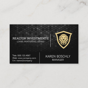 Lion Shield   Finance Logo Business Card