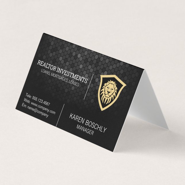 Lion Shield | Finance Logo Business Card (Front)