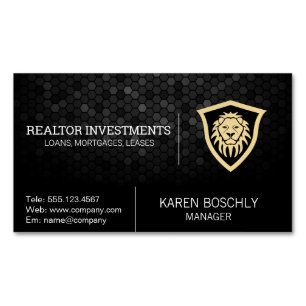 Lion Shield   Finance Logo Magnetic Business Card