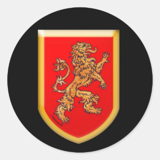 Lion Shield Gold Red Classic Round Sticker