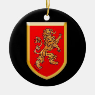 Lion Shield on Black Ceramic Tree Decoration