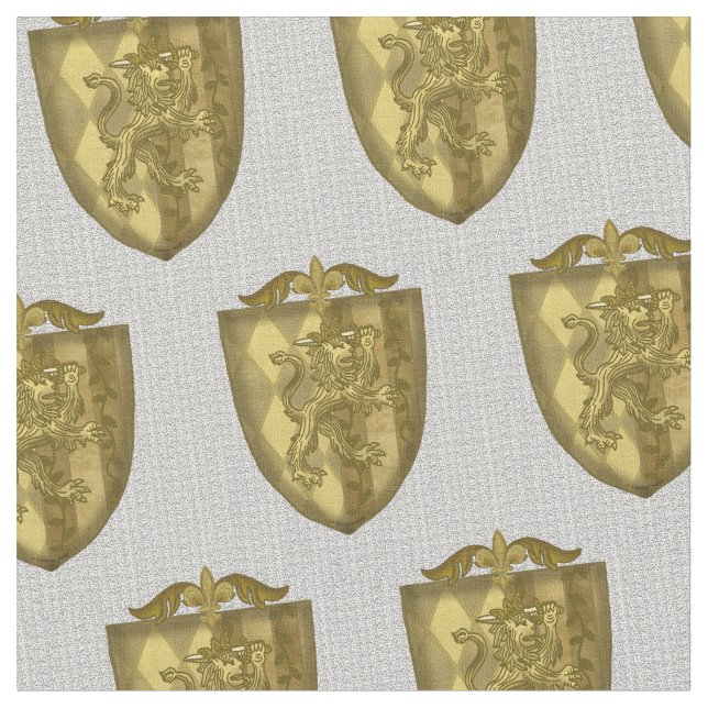 Lion Shield Surname family Crest fabric (Close Up)
