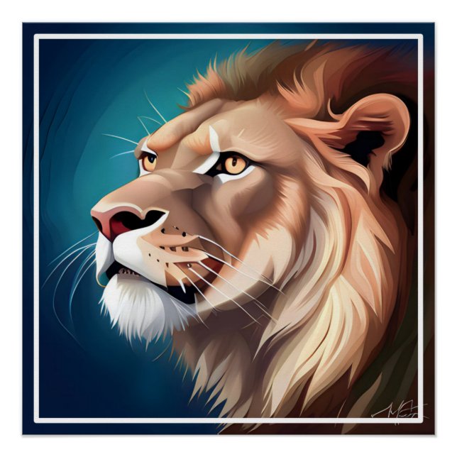 Lion Side Posed Portrait-56557 Poster (Front)