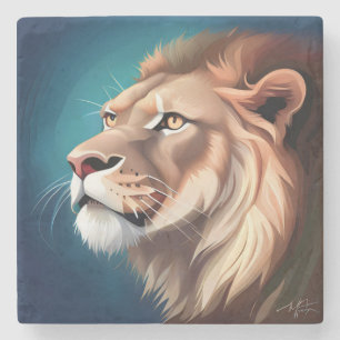 Lion Side Posed Portrait-56557 Stone Coaster