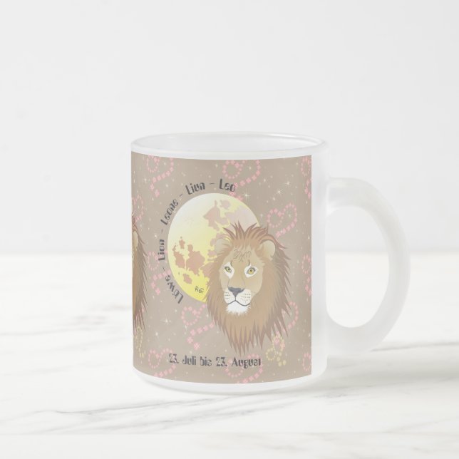lion - sign frosted glass coffee mug (Right)