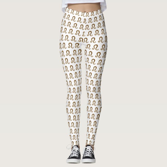 Lion Sign Golden  Zodiac  Sign  Golden Symbol Leggings (Front)