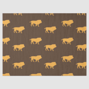 Lion silhouette on brown tissue paper