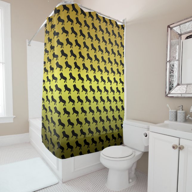 Lion Silhouette Pattern Shower Curtain (In Situ)