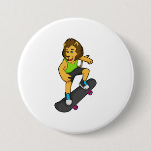 Lion Skater Skateboard 7.5 Cm Round Badge
