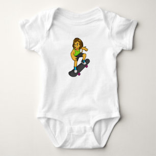 Lion Skater Skateboard Baby Bodysuit