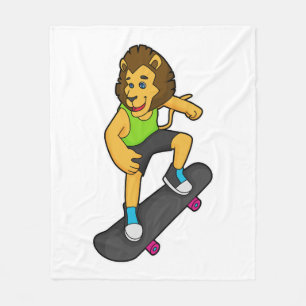 Lion Skater Skateboard Fleece Blanket