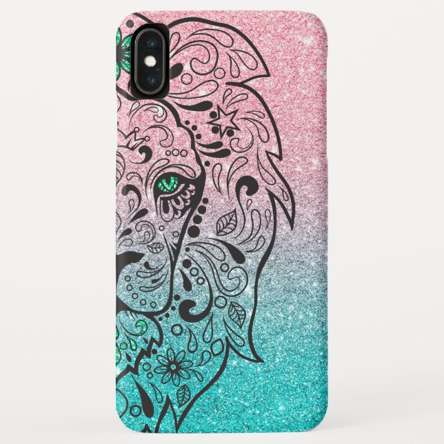 Lion Skull Glitter Ombre Case-Mate iPhone Case (Back)