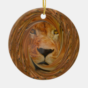 Lion smile ceramic tree decoration
