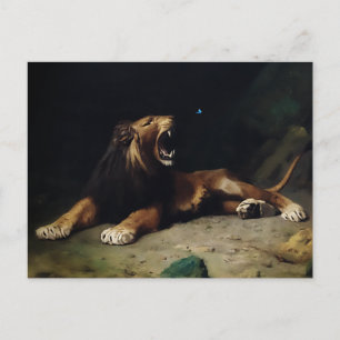 Lion Snapping at a Butterfly Postcard