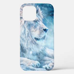 Lion snow lying down art animal iPhone 12 case
