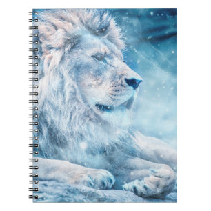 Lion snow lying down art animal notebook