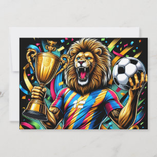 Lion Soccer Champion Trophy Football Victory Announcement