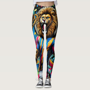 Lion Soccer Champion Trophy Football Victory Leggings