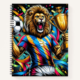 Lion Soccer Champion Trophy Football Victory Notebook